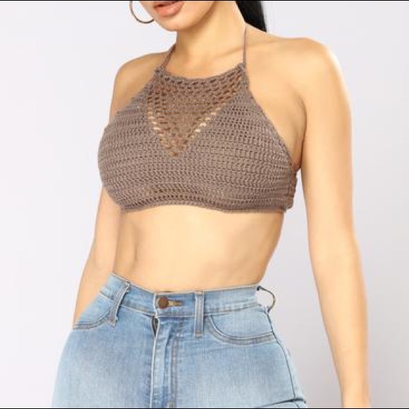 Fashion Nova Tops - Fashion Nova Knitted Crocheted Festival Crop Top